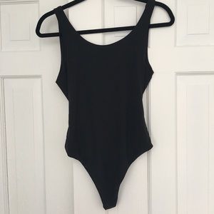 Black scoop neck bodysuit